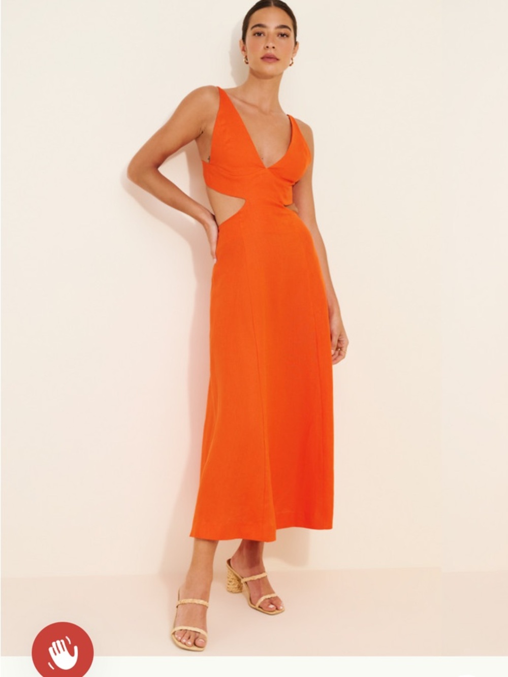 Reformation Samara Linen Dress Midi Cutout Dress